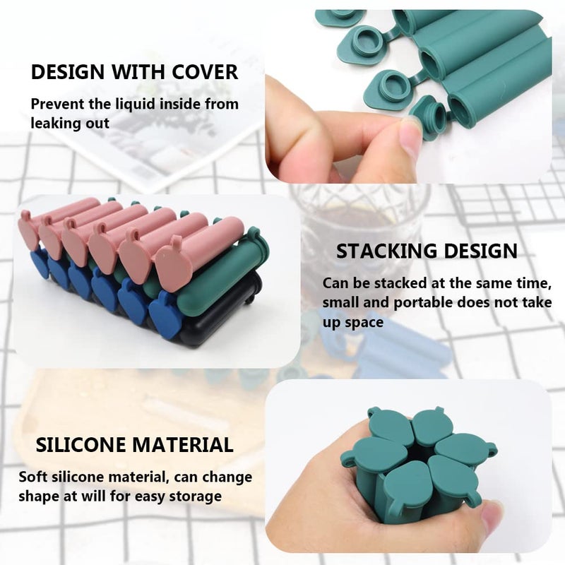 Yitexin 4Colors Mini Ice Cube Stick Tray with Lid, Silicone Ice Tube Making Trays, Ice Cube Molds for Sports and Water Bottles, Easy Push and Pop Out Water Bottle Ice Stick Mold (4Colors) - Image 3